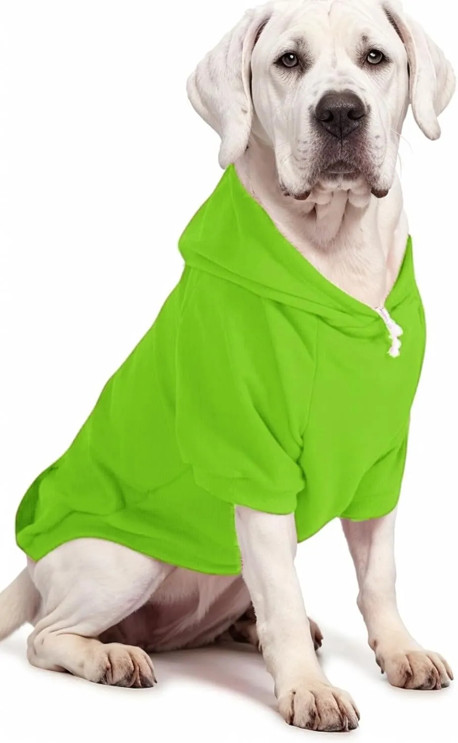 Large Dog Hoodie Sweater with Leash Hole and Pocket, Fleece Lined Hooded Large Dog Sweatshirt, Soft Warm Winter Clothes for Medium Large Dogs & Cats (Green Dog Hoodie, 3XL)