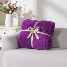 Lessymo Fleece Throw Blanket for Couch, Jacquard Sherpa Checkered Throw Blanket for Women, Soft Fuzzy Cozy Fall Blanket for Living Room All Season Use, Christmas Bed Blanket, 50x60 inches, Purple