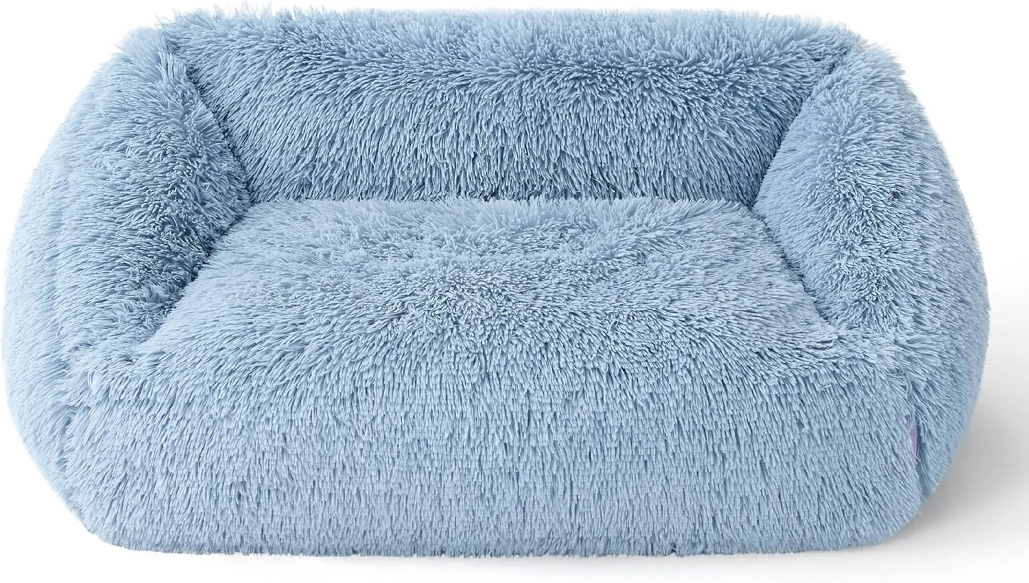 Lesure Cute Cat Bed Indoor - Furry Cat Bed Large, Washable Calming Small Dog Beds for Puppy with Fashion Design, 26x21x9inches, Blue