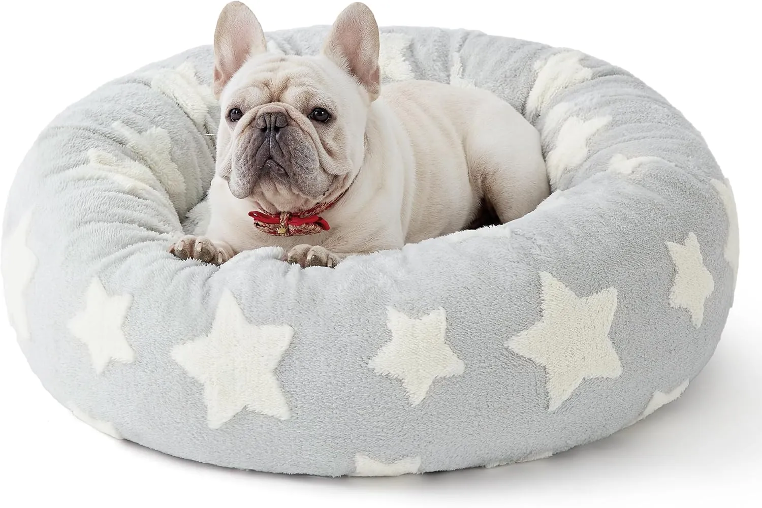 Lesure Donut Small Dog Bed - Round Cat Beds for Indoor Cats Anti-Anxiety Calming Pet Beds, Washable Cute Modern Beds with Teddy Sherpa Plush & Anti Slip Bottom, 30 Inch, Galaxy Grey