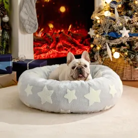 Lesure Donut Small Dog Bed - Round Cat Beds for Indoor Cats Anti-Anxiety Calming Pet Beds, Washable Cute Modern Beds with Teddy Sherpa Plush & Anti Slip Bottom, 30 Inch, Galaxy Grey