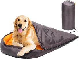 Lifeunion Dog Sleeping Bag with Storage Bag Waterproof Warm Packable Dog Bed for Travel Camping Hiking Backpacking (Grey Orange)