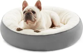 Love's cabin Round Donut Cat and Dog Cushion Bed, 25in Pet Bed for Small or Medium Dogs, Anti-Slip & Water-Resistant Bottom, Soft Durable Fabric Pet Beds, Washable Calming Cat & Dog Bed Grey