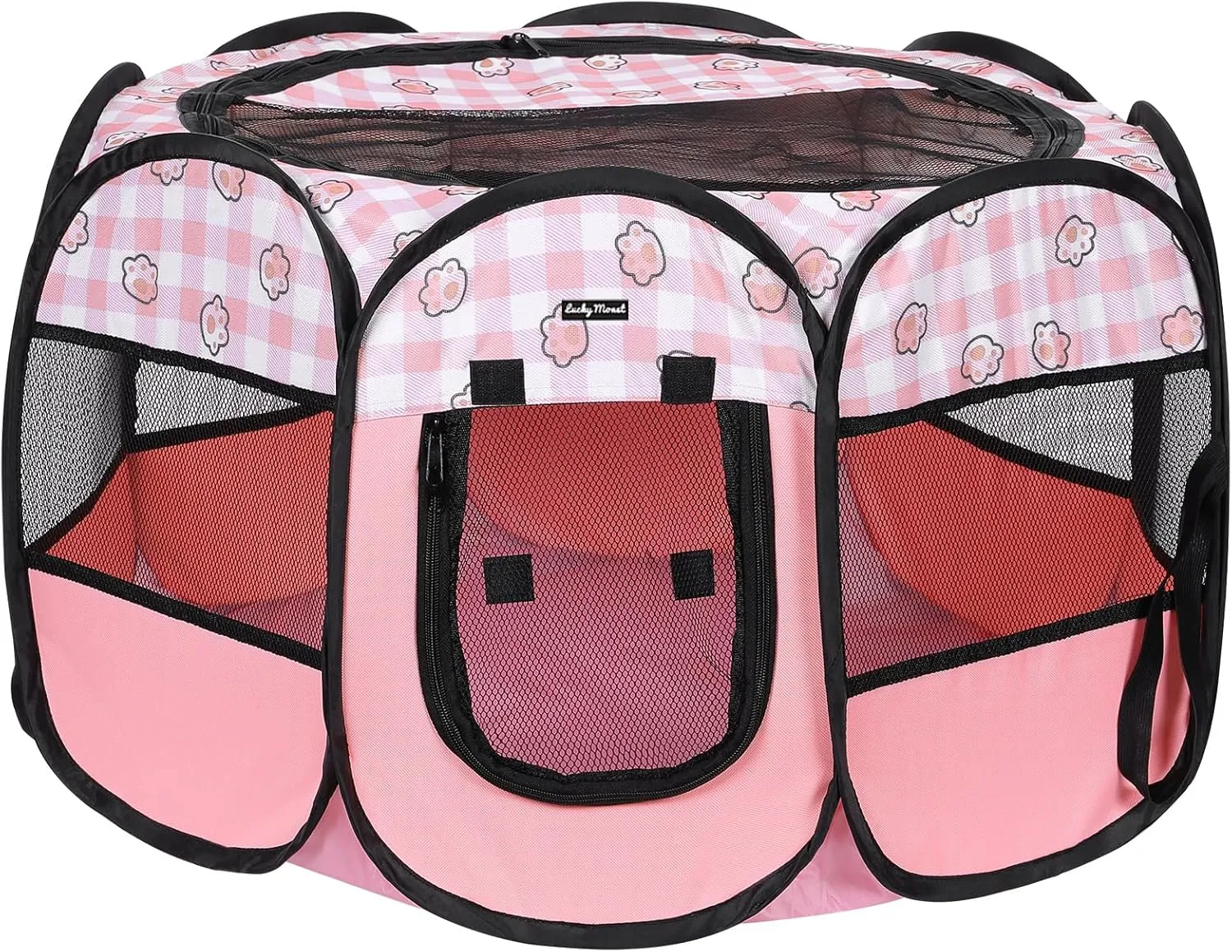 Lucky Monet Foldable Dog Playpen Cat Puppy Playpen Indoor Pop Up Pet Animal Playpen Outdoor Kennel Cage Pen Tent for Small Medium Dog Puppy Cat Kitten Rabbit - Small, Pink