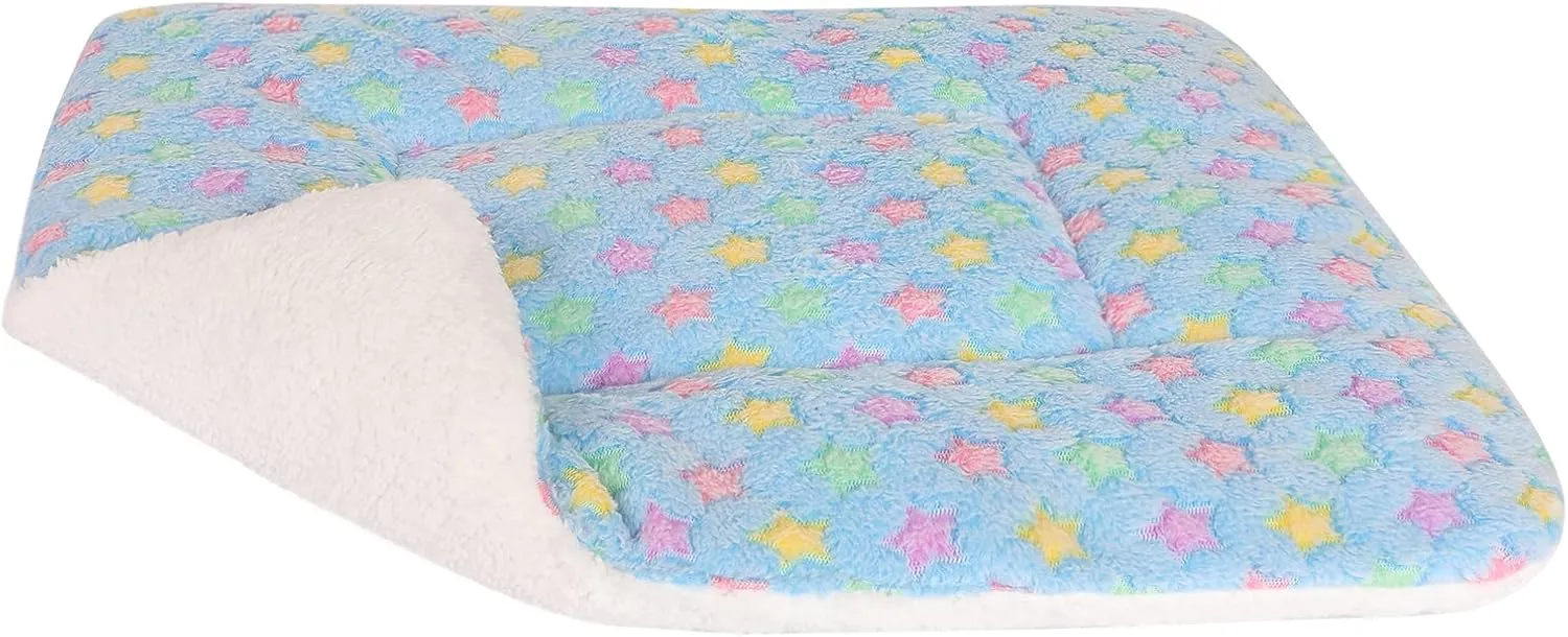 Lucky Monet Ultra Soft Plush Pet Bed Mat Reversible Dog Cat Crate Cushion Pad Machine Washable Sleeping Blanket Liner (S-15.7"x19.7", Blue)