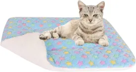 Lucky Monet Ultra Soft Plush Pet Bed Mat Reversible Dog Cat Crate Cushion Pad Machine Washable Sleeping Blanket Liner (S-15.7"x19.7", Blue)