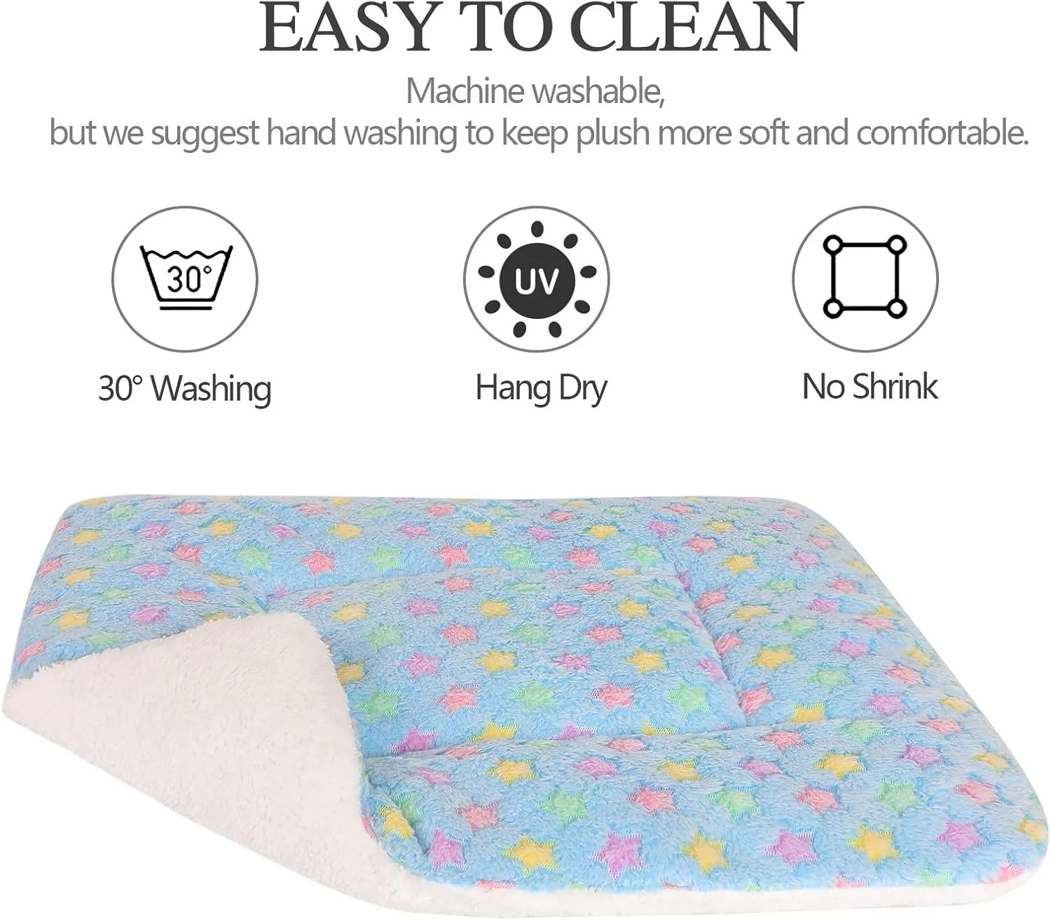 Lucky Monet Ultra Soft Plush Pet Bed Mat Reversible Dog Cat Crate Cushion Pad Machine Washable Sleeping Blanket Liner (S-15.7"x19.7", Blue)