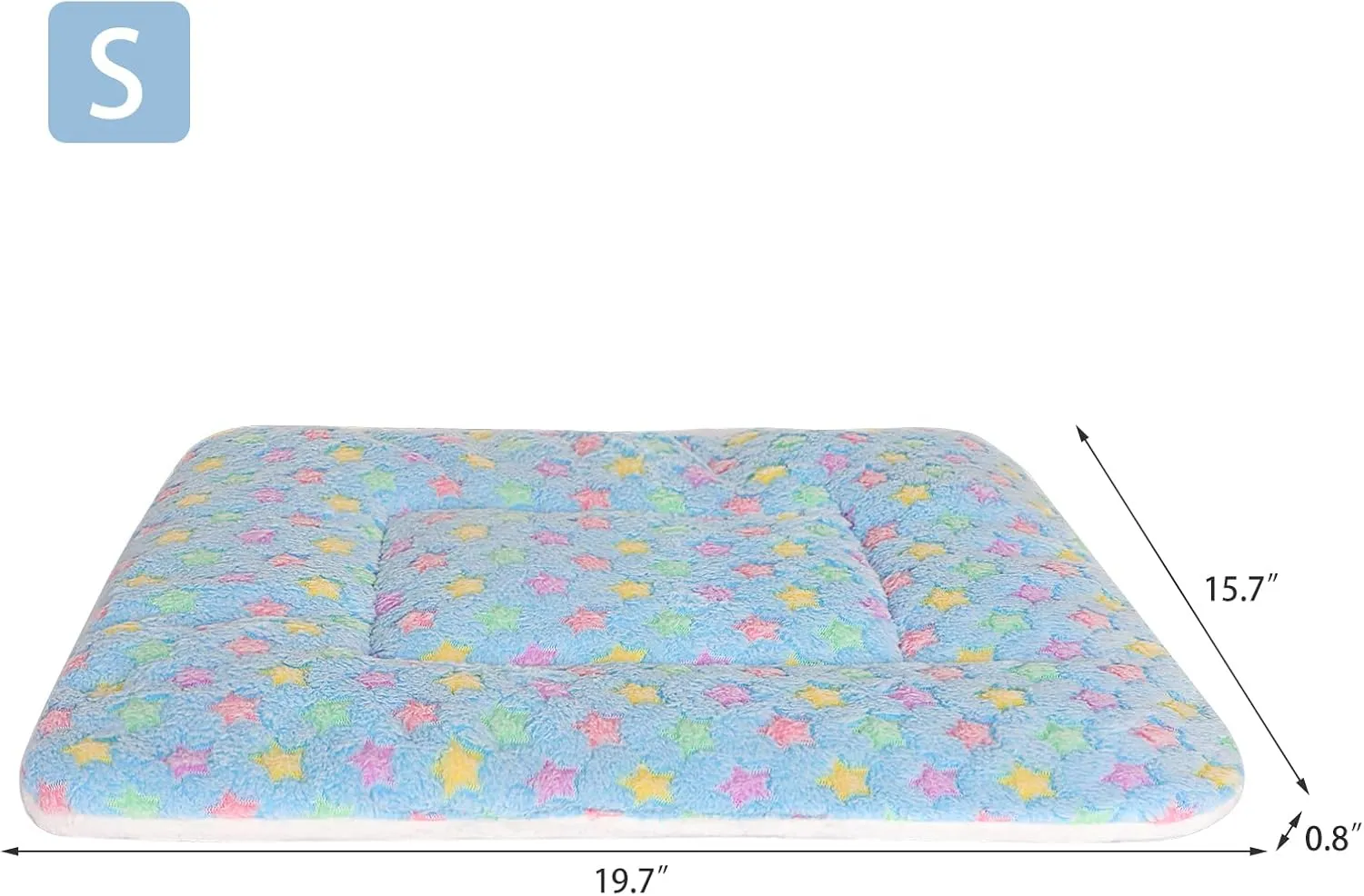 Lucky Monet Ultra Soft Plush Pet Bed Mat Reversible Dog Cat Crate Cushion Pad Machine Washable Sleeping Blanket Liner (S-15.7"x19.7", Blue)
