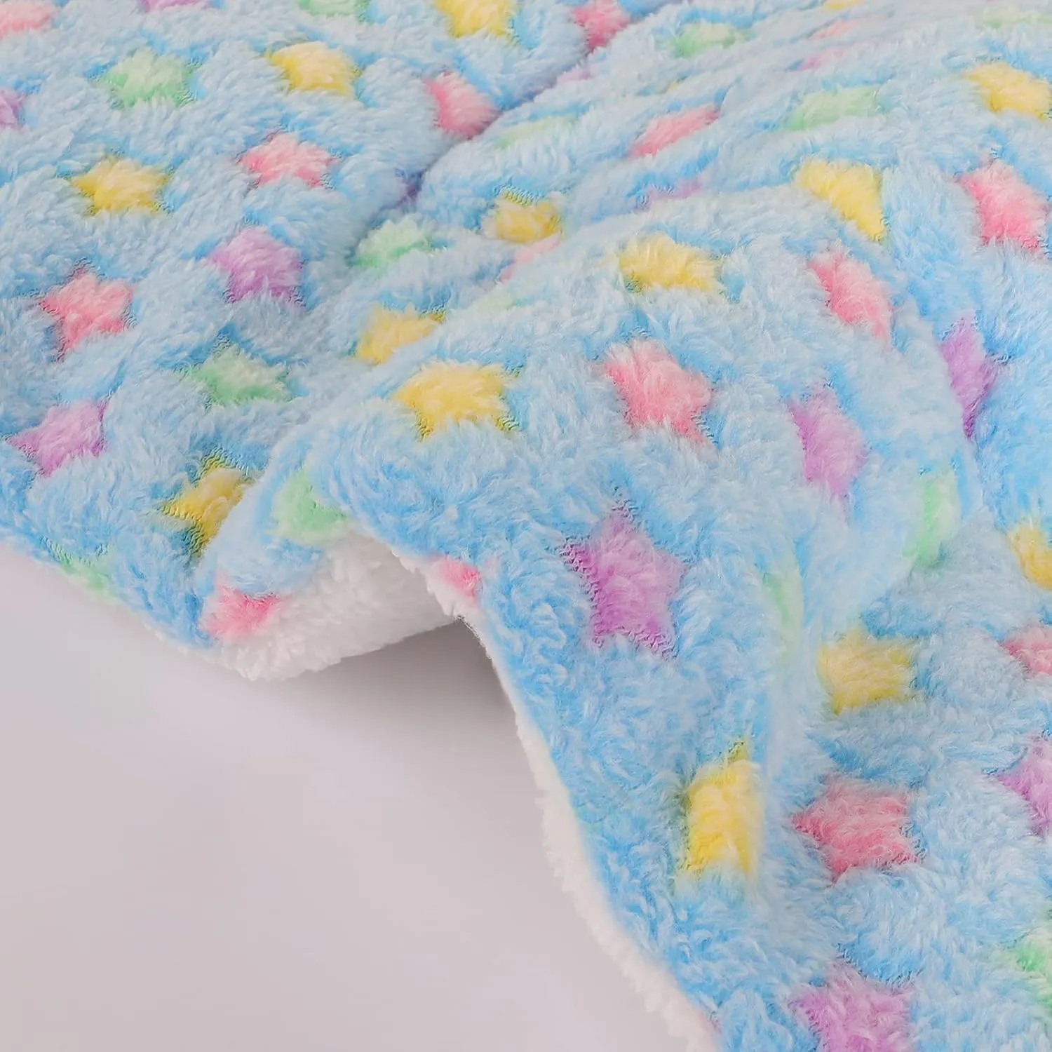 Lucky Monet Ultra Soft Plush Pet Bed Mat Reversible Dog Cat Crate Cushion Pad Machine Washable Sleeping Blanket Liner (S-15.7"x19.7", Blue)