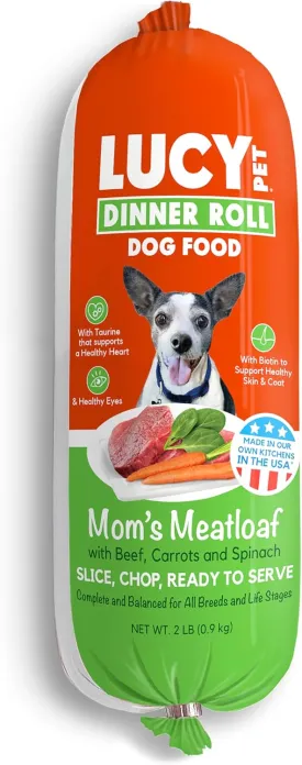 Lucy Pet Dinner Rolls-Mom's Meatloaf Beef with Carrots, and Spinach 2lb