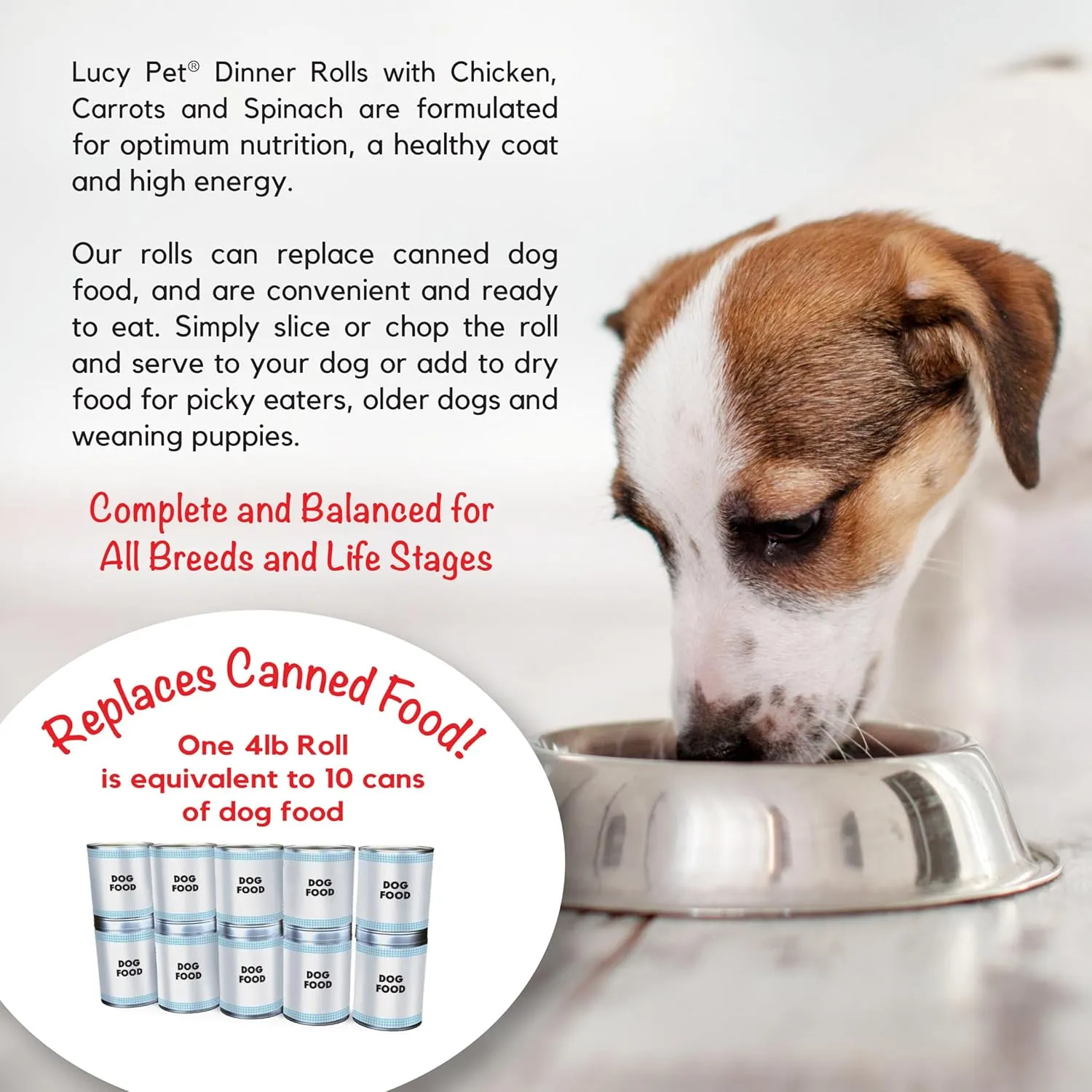 Lucy Pet Dinner Rolls- Mom's Meatloaf Chicken with Carrots and Spinach 2lb