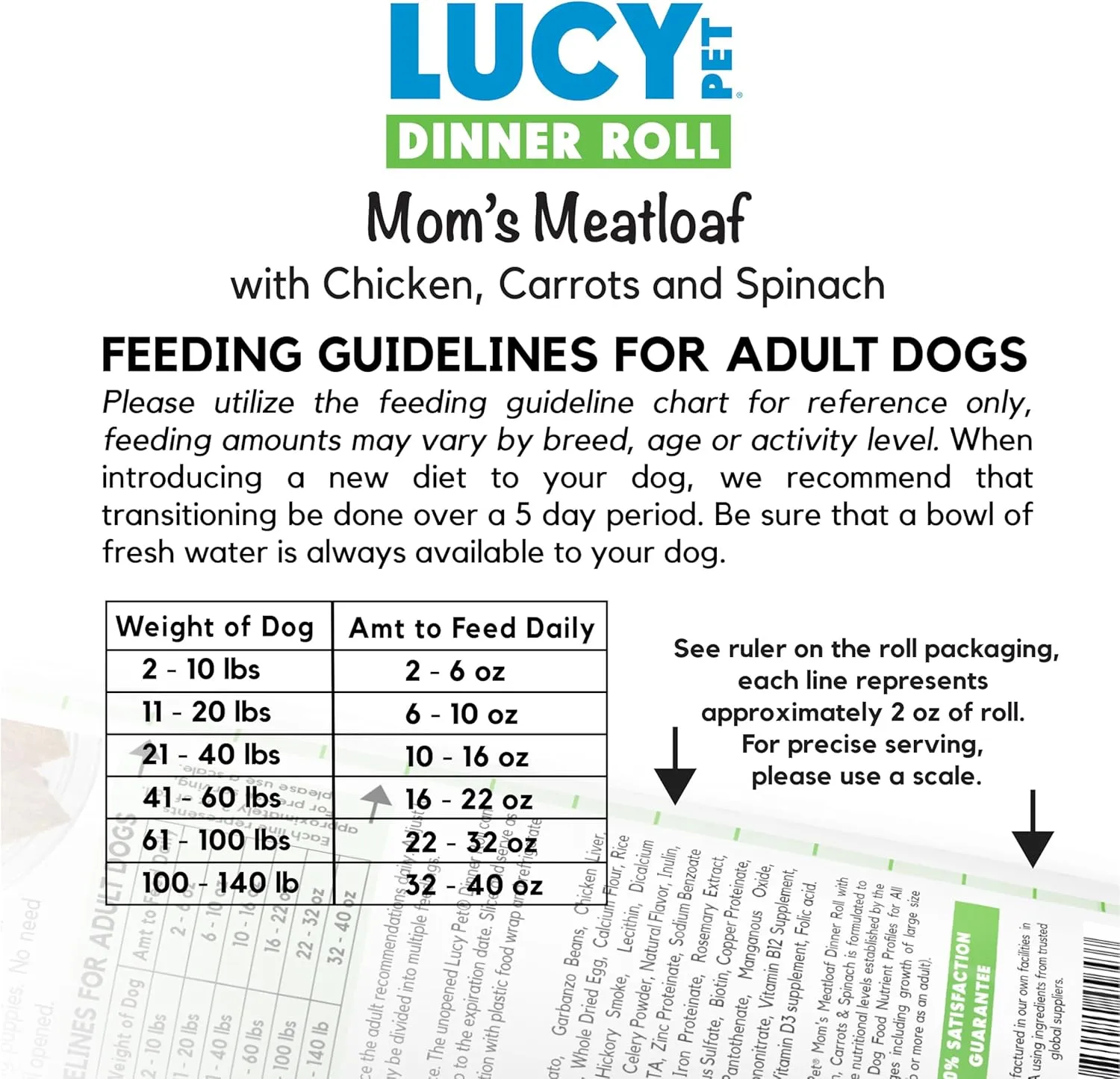 Lucy Pet Dinner Rolls- Mom's Meatloaf Chicken with Carrots and Spinach 2lb