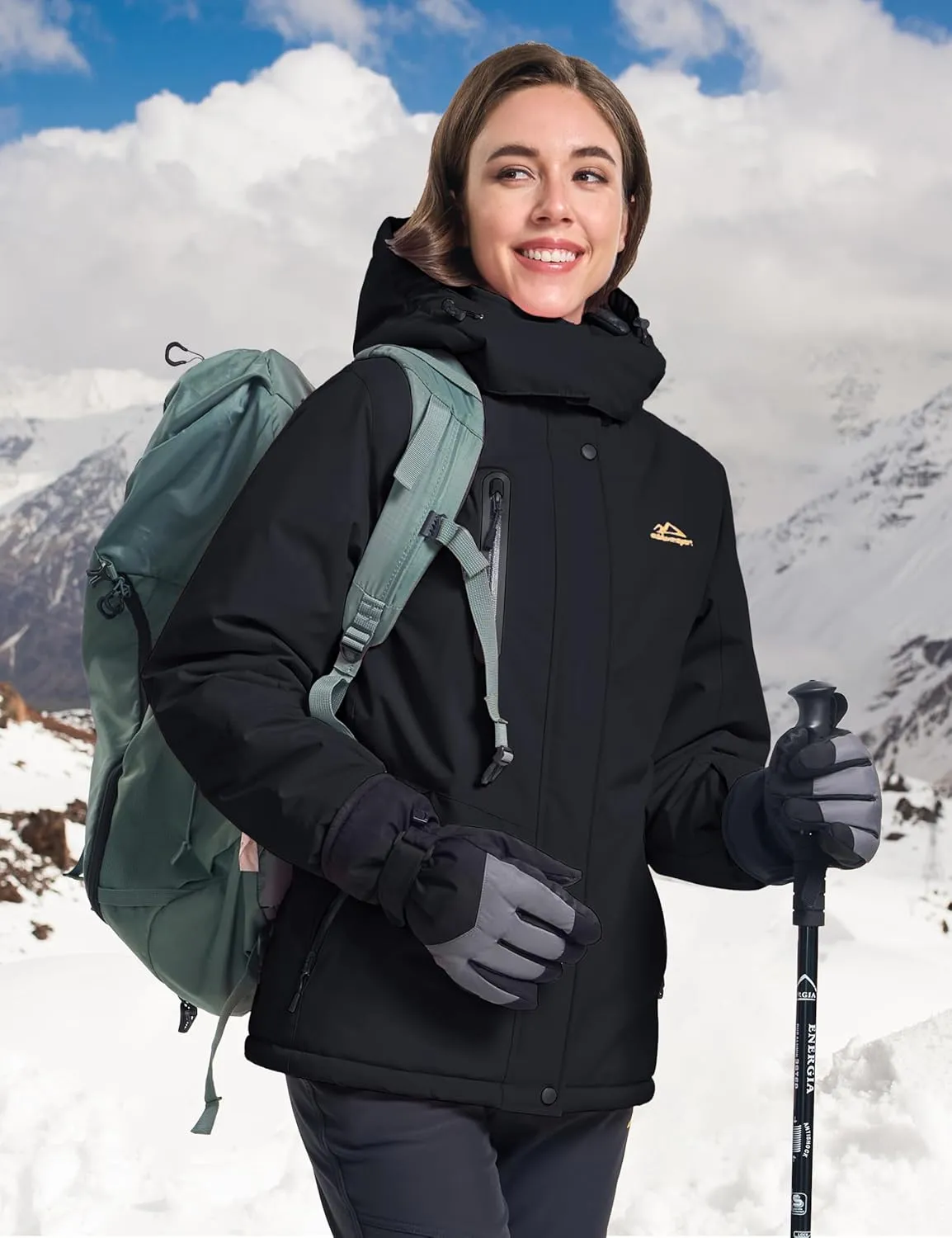MAGCOMSEN Women's Winter Coats Waterproof Insulated Snow Ski Jacket Hood Fleece Lined Warm Mountain Snowboarding Windbreaker