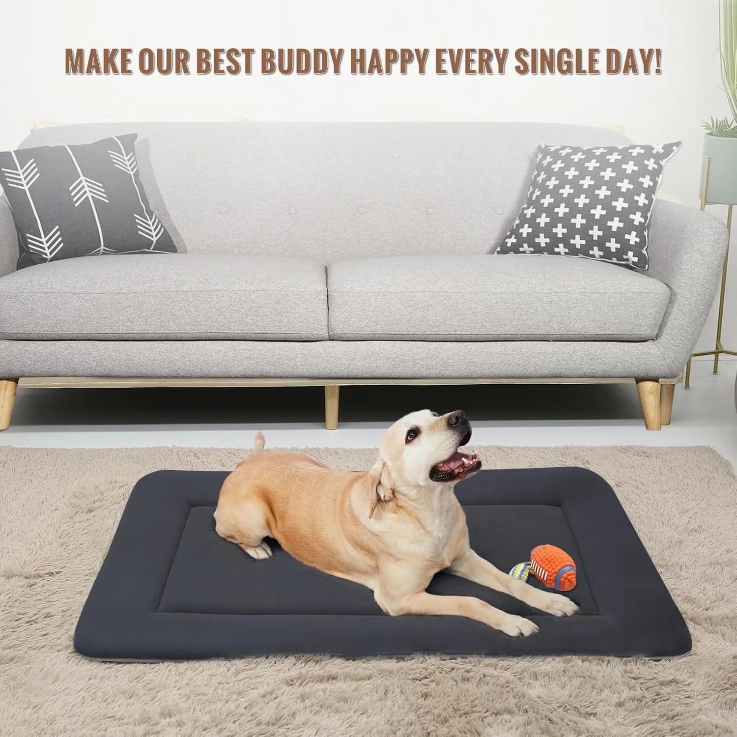 Magic Dog Bed - Soft Crate Pad Mat for Medium/Large Dogs, 36 Inch Machine Washable Kennel Pad with Non-Slip Bottom, Dark Gray