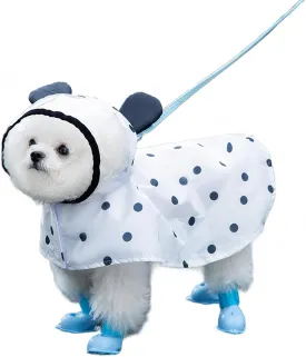 MANON ROSA Dog Clothes- Waterproof & Quick-Drying Puppy Raincoat with Hood and Leash Hole Cute Hooded Rain Poncho Gear for Small Medium Large Dogs Dot Large