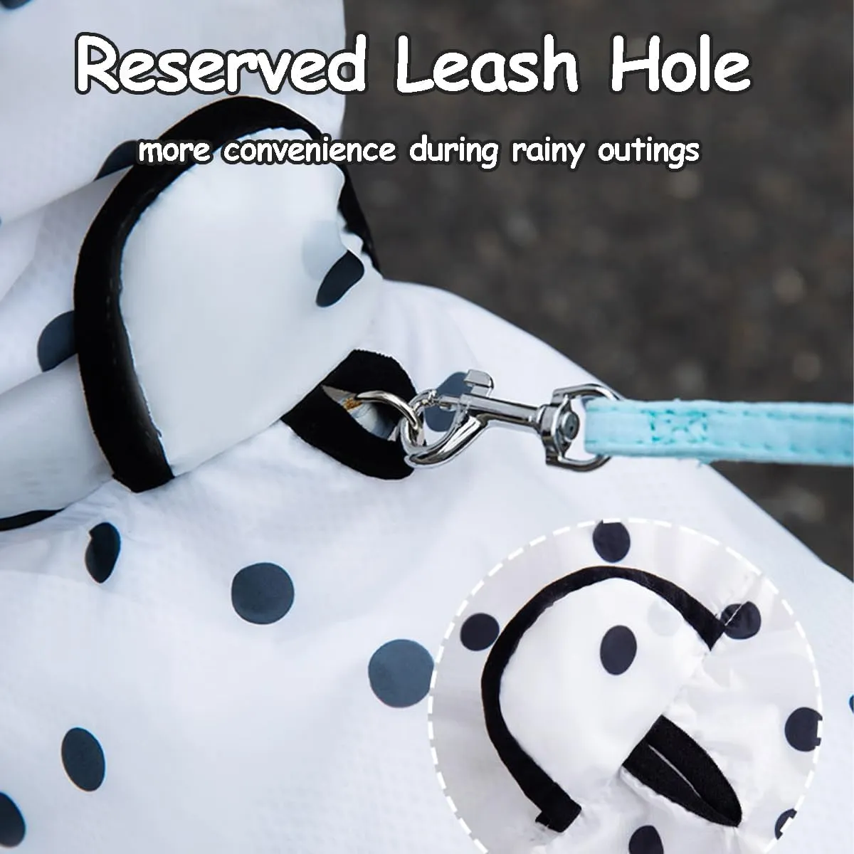MANON ROSA Dog Clothes- Waterproof & Quick-Drying Puppy Raincoat with Hood and Leash Hole Cute Hooded Rain Poncho Gear for Small Medium Large Dogs Dot Large