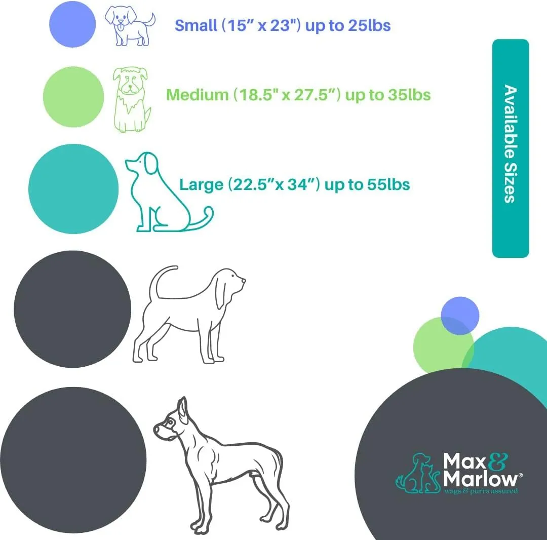 Max & Marlow Dog Bed Dog Couch Bed Washable Dog Bed Crate Mat Dog & Cat Bed, Non Slip Bottom, Gray, 33.75" L x 22.5" W x 3.5" Th