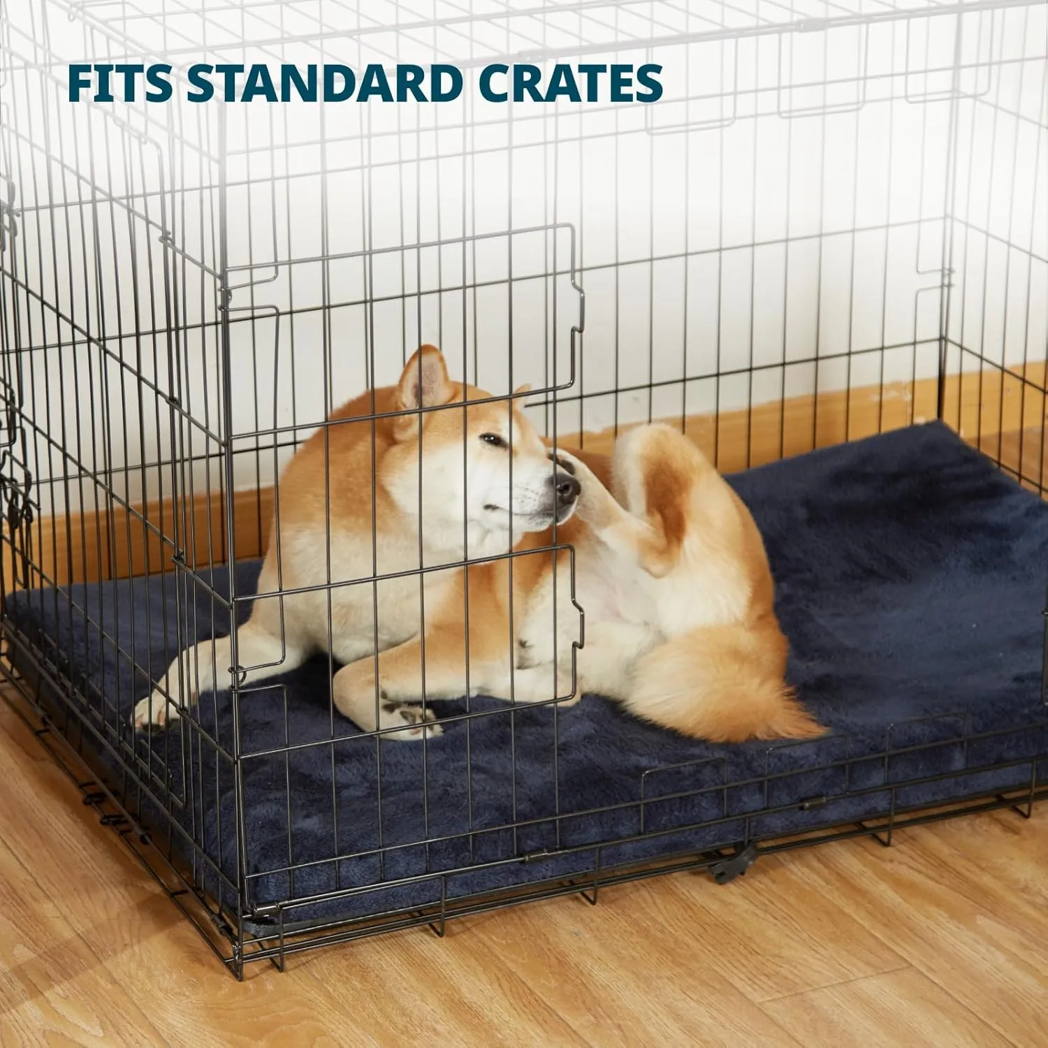 Memory Foam Dog Crate Pad - Large Dog Bed Mat for Crates with Removable Washable Cover and Waterproof Lining - Pet Bed Mat for Large Dogs - Designed for 36-inch Dogs Crates, Navy