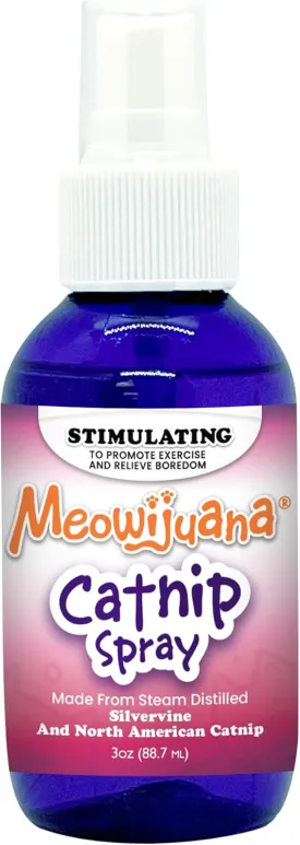 Meowijuana Catnip & Silvervine Spray - 3 oz, All-Natural Formula for Pet Owners & Multi-Cat Households, Enhance Playtime & Relaxation, Perfect for New Cat Owners & Premium Pet Product Buyers