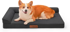 Microsuede Dog Bed for Small & Medium Dogs - Orthopedic Dog Bed with Removable Washable Cover, Memory Foam Pet Bed Mat, 41x27 Inches, Dark Grey