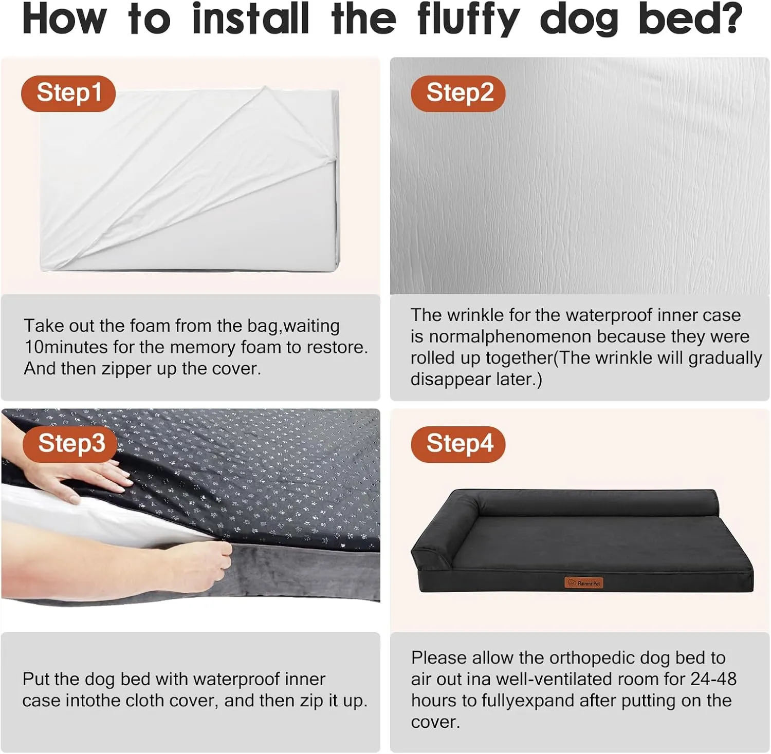 Microsuede Dog Bed for Small & Medium Dogs - Orthopedic Dog Bed with Removable Washable Cover, Memory Foam Pet Bed Mat, 41x27 Inches, Dark Grey