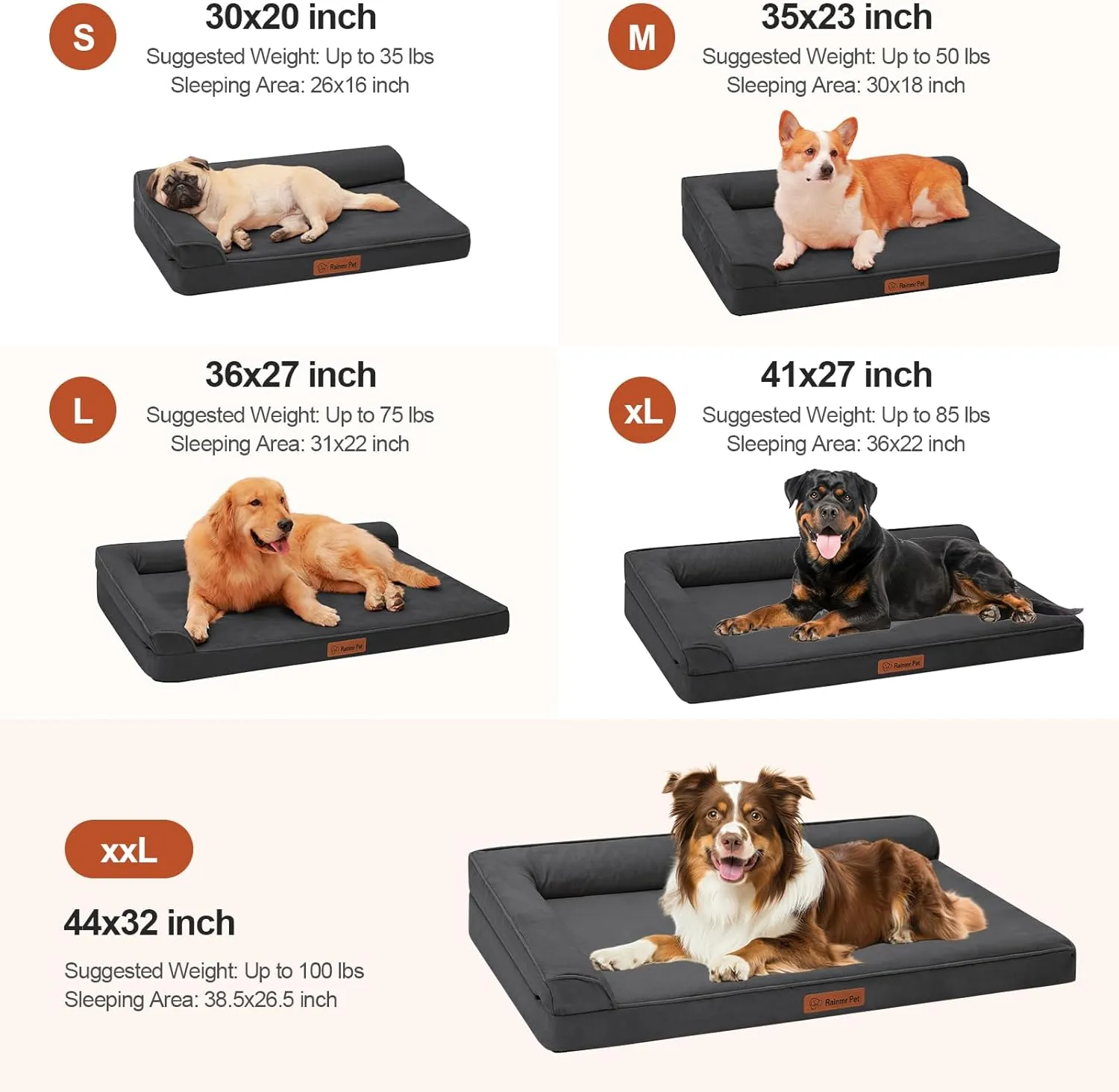 Microsuede Dog Bed for Small & Medium Dogs - Orthopedic Dog Bed with Removable Washable Cover, Memory Foam Pet Bed Mat, 41x27 Inches, Dark Grey