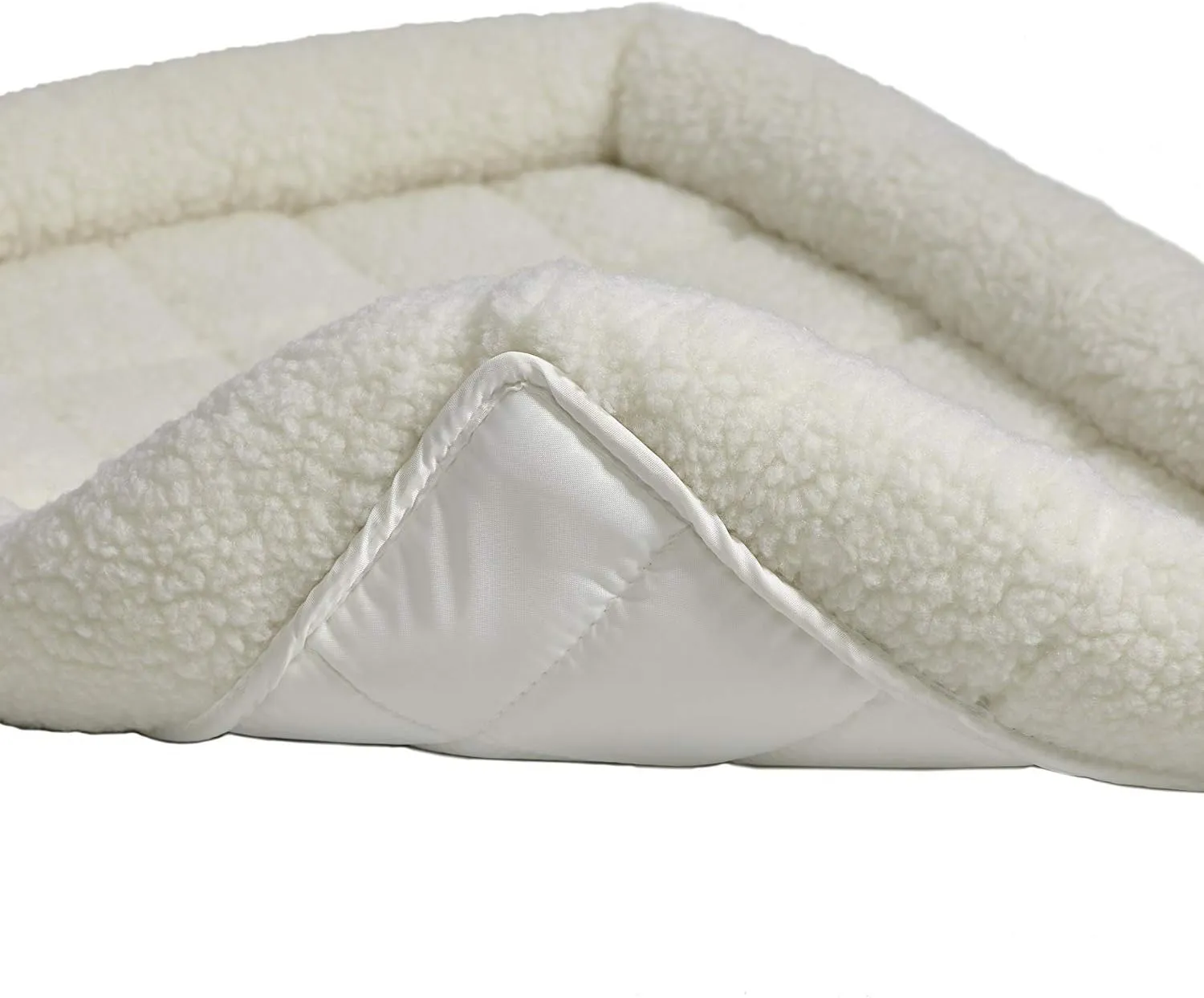 MidWest Homes for Pets Homes for Pets Quiet Time Fleece Bolster Pet Bed - Cream - 36 x 23-Inchch (40236)