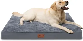 MIHIKK Waterproof Extra Large Dog Bed Orthopedic Dog Beds for Crate with Removable Washable Cover Egg-Crate Foam Pet Pad Mat with Anti-Slip Bottom, 53x36 Inch, Grey