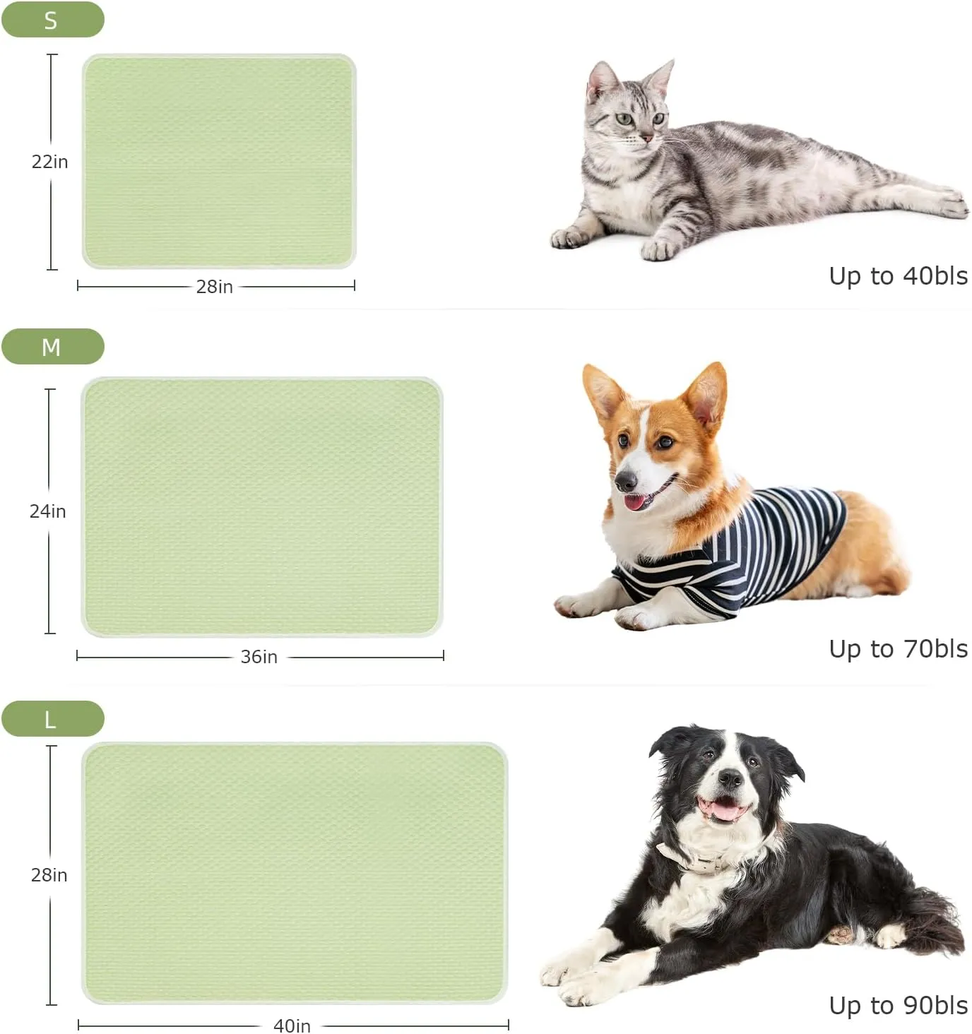 Mora Pets Dog Cooling Mat Breathable Cooling Pad for Dog Cats Washable Pet Cooling Mat for Indoor Outdoor Pets with Non-Slip Bottom 36 x 27 inch Medium
