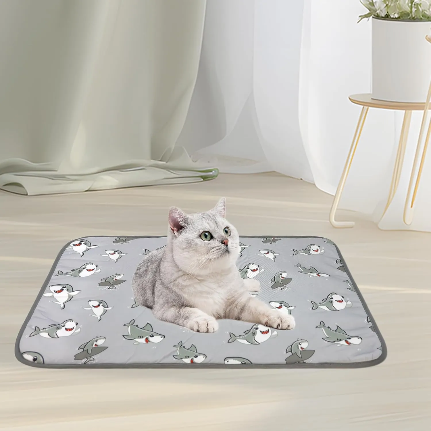 NACOCO Summer Pet Cooling Mat - Cat Dog Cushion Pad Sleeping Cool Sharks Comfortable Soft for Pets Kids and Adults (Grey Shark, S)