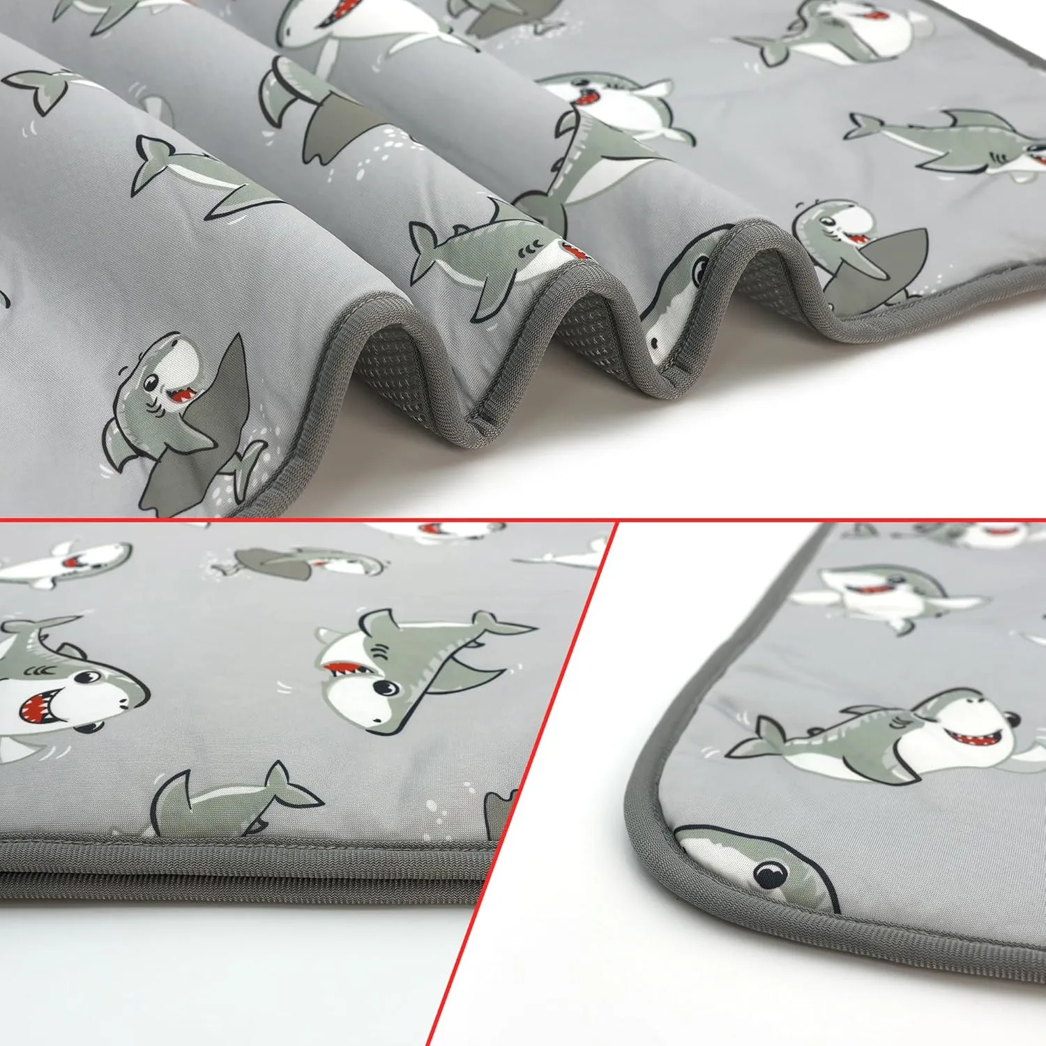 NACOCO Summer Pet Cooling Mat - Cat Dog Cushion Pad Sleeping Cool Sharks Comfortable Soft for Pets Kids and Adults (Grey Shark, S)