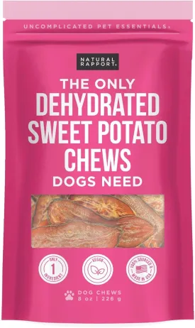 Natural Rapport Sweet Potato Chew - The Only Sweet Potato Chew Dogs Need - 100% Dehydrated Pet Treats (8 oz)