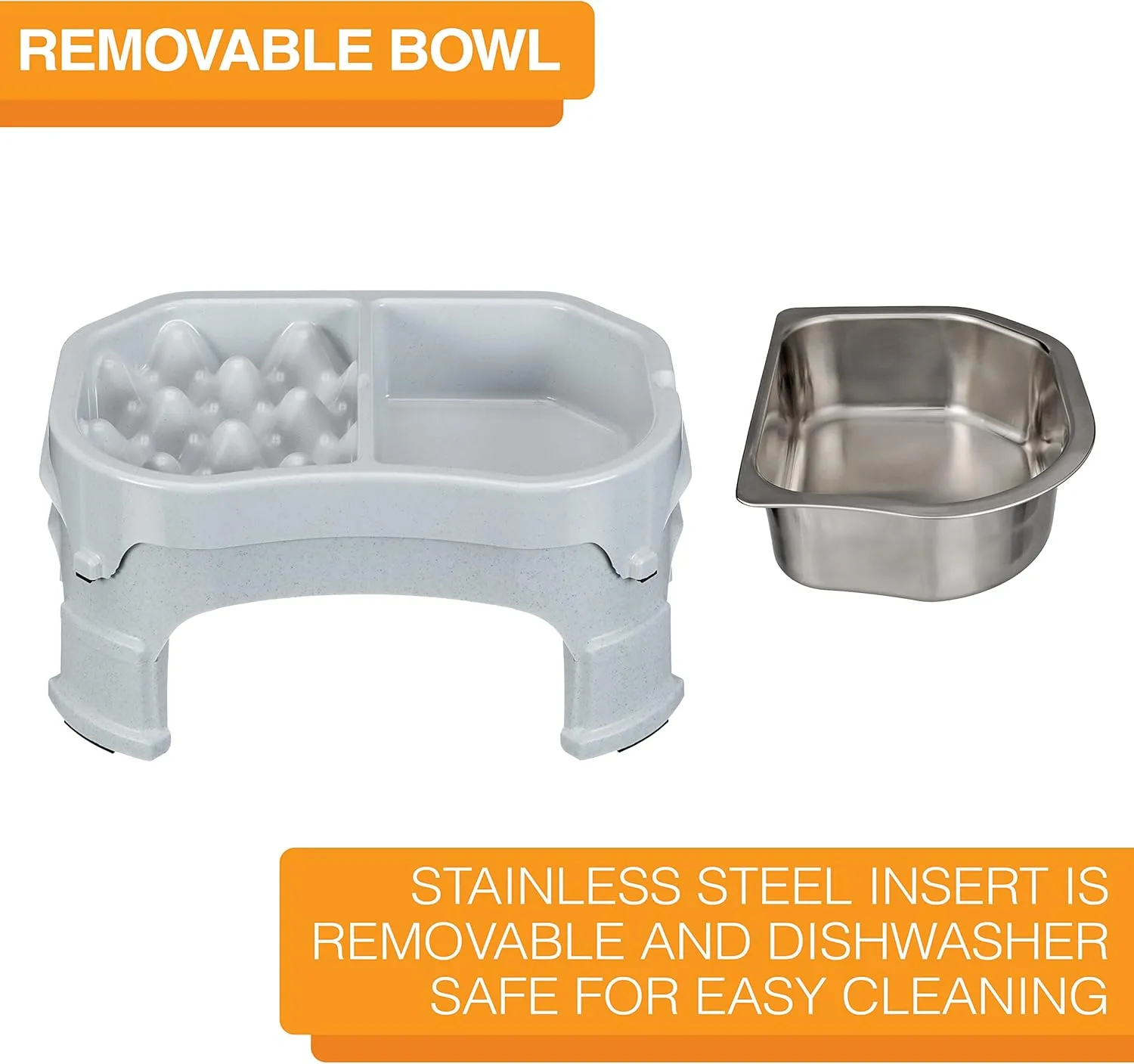 Neater Pet Brands  Neater Raised Slow Feeder Dog Bowl  Elevated and Adjustable Food Height - (Double Diner/w Metal Bowl, Vanilla Bean)