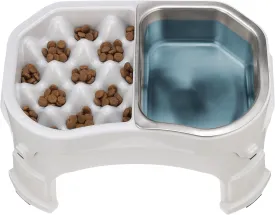 Neater Pet Brands  Neater Raised Slow Feeder Dog Bowl  Elevated and Adjustable Food Height - (Double Diner/w Metal Bowl, Vanilla Bean)