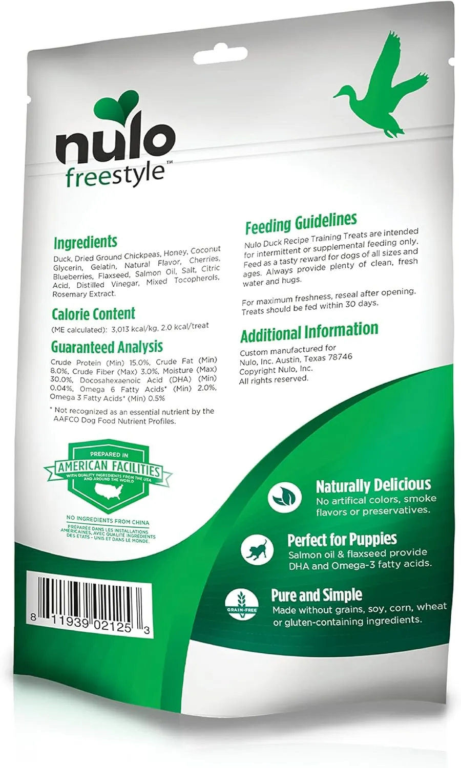 Nulo Freestyle Trainers Dog Treats: Grain Free Dog Training Treats - Healthy Low Calorie Treat Reward for Adult and Puppy Dogs - Gluten Free Dog Treat for Any Size or Breed - Duck Recipe - 4 oz Bag