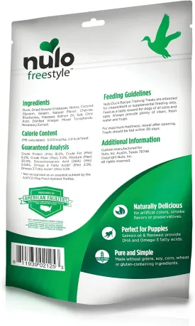 Nulo Freestyle Trainers Dog Treats: Grain Free Dog Training Treats - Healthy Low Calorie Treat Reward for Adult and Puppy Dogs - Gluten Free Dog Treat for Any Size or Breed - Duck Recipe - 4 oz Bag