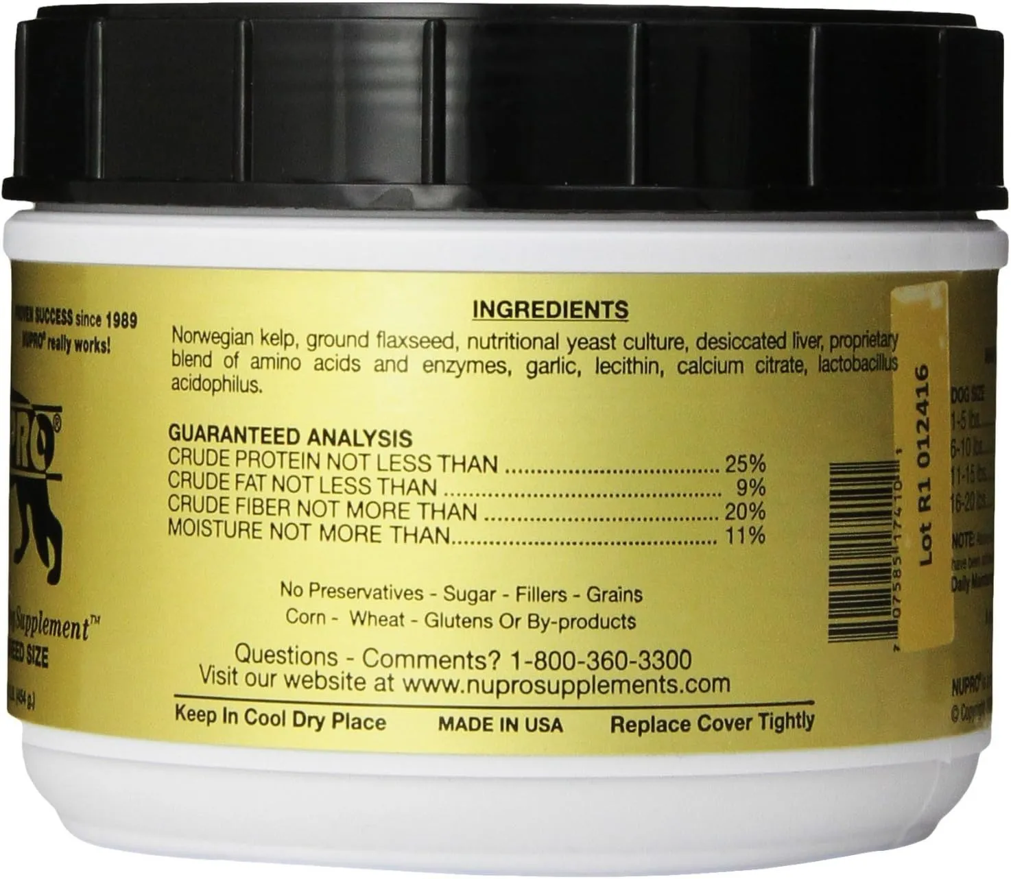 Nutri-Pet Research Nupro Dog Supplement, Small Breed, 1-Pound