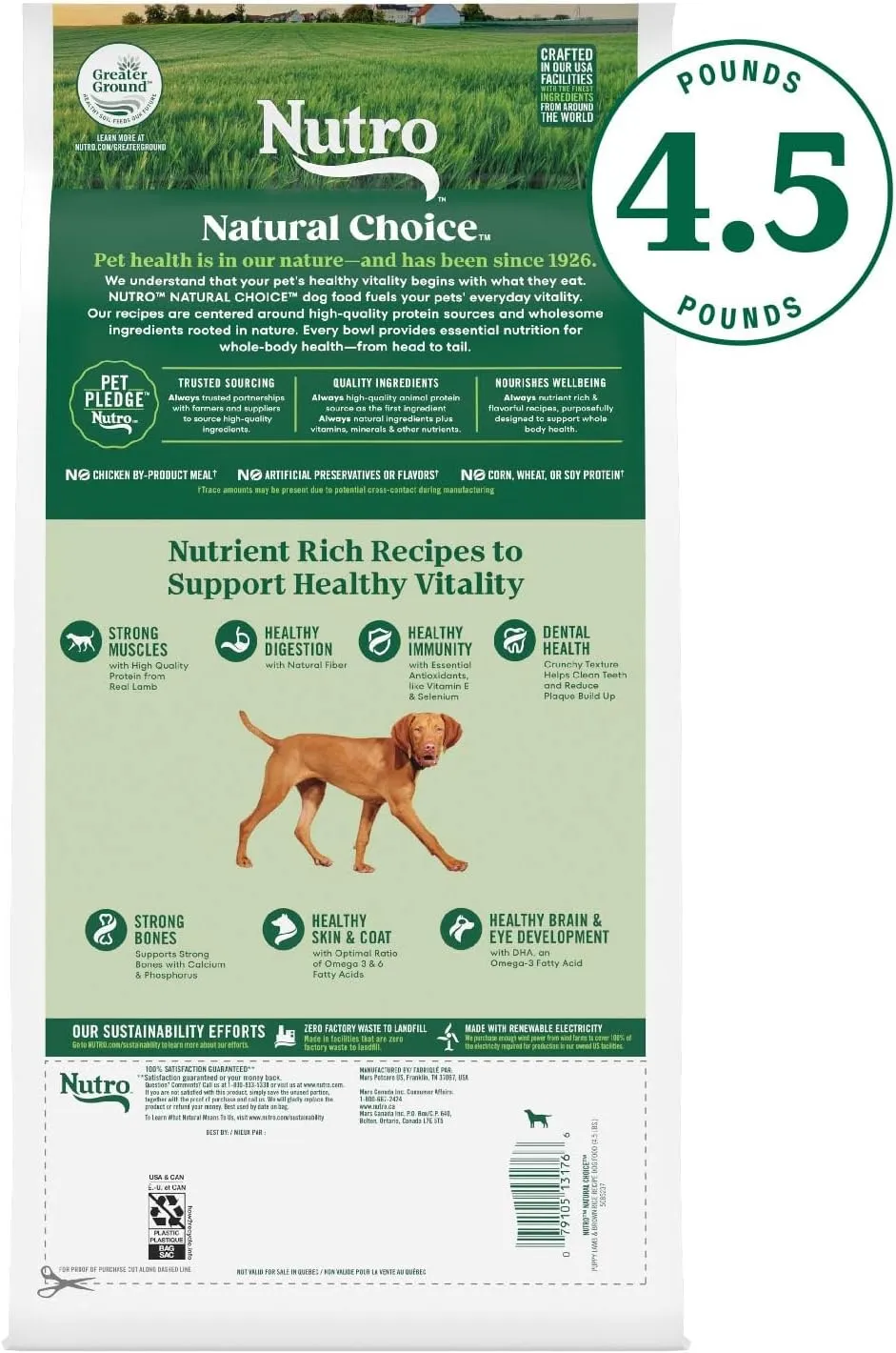 Nutro Natural Choice Puppy Dry Dog Food, Lamb & Brown Rice Recipe, 4.5 lb. Bag