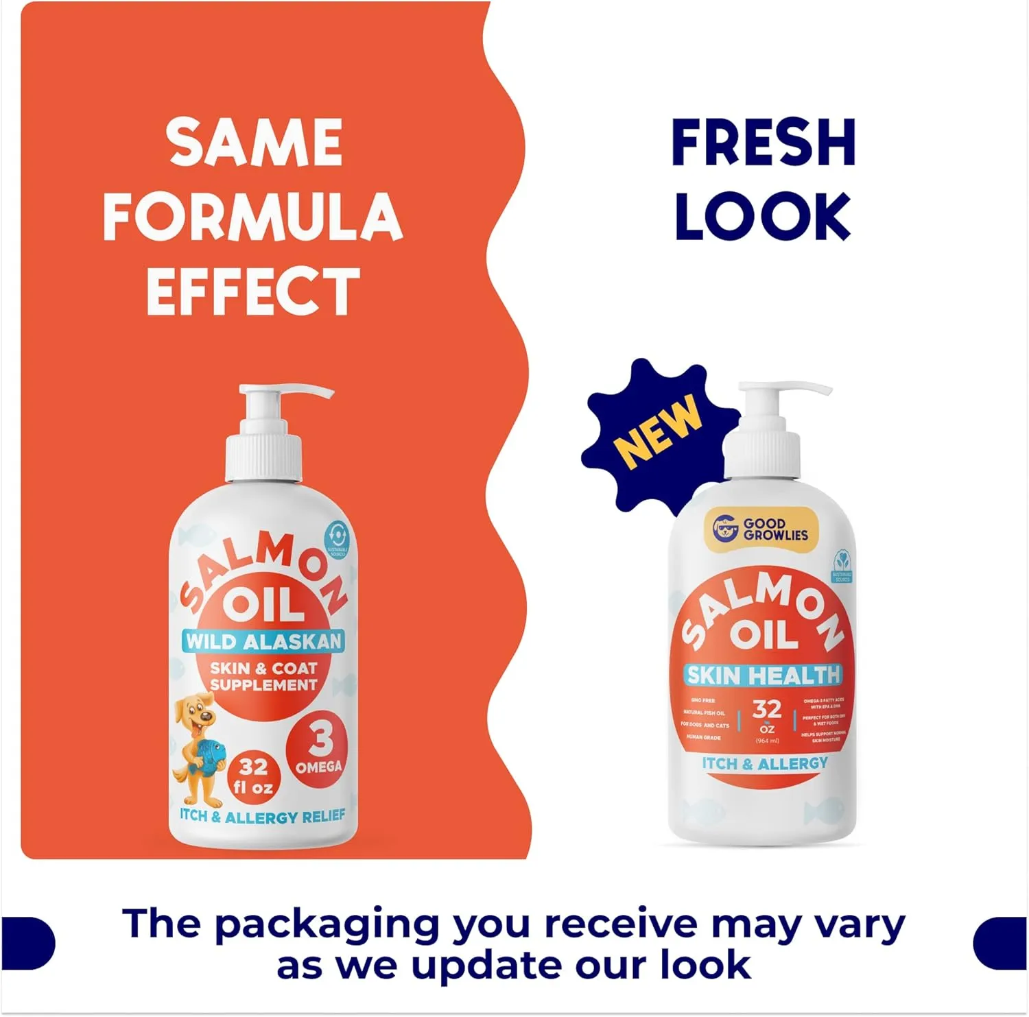 Omega 3 Fish Oil for Dogs (32oz) - Skin & Coat Health - Dry & Itchy Skin Relief   Allergy Support - Shiny Coat - EPA&DHA Fatty Acids - Salmon Oil Promotes Heart, Hip & Joint Support