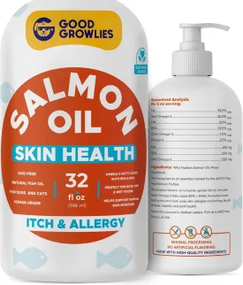 Omega 3 Fish Oil for Dogs (32oz) - Skin & Coat Health - Dry & Itchy Skin Relief   Allergy Support - Shiny Coat - EPA&DHA Fatty Acids - Salmon Oil Promotes Heart, Hip & Joint Support