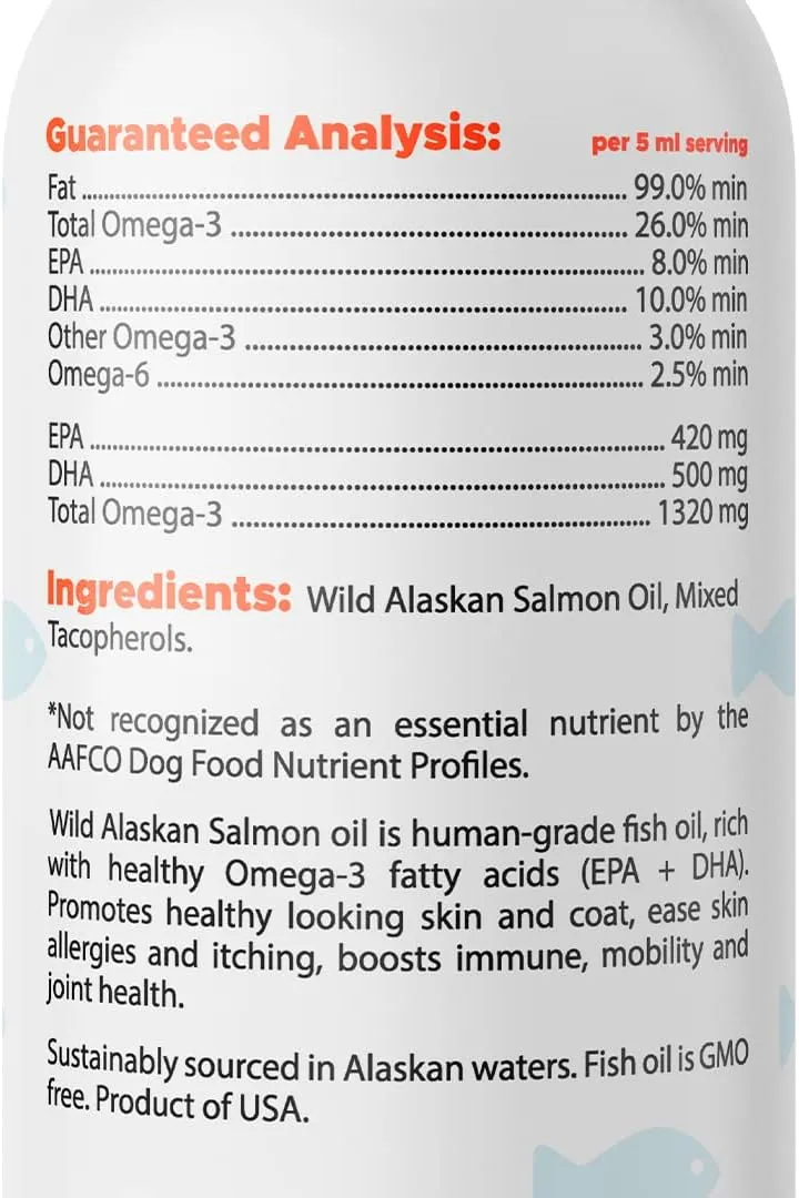 Omega 3 Fish Oil for Dogs (32oz) - Skin & Coat Health - Dry & Itchy Skin Relief   Allergy Support - Shiny Coat - EPA&DHA Fatty Acids - Salmon Oil Promotes Heart, Hip & Joint Support