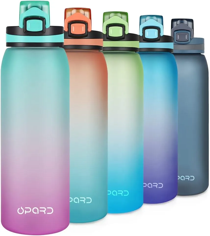 Opard 30oz/32oz Sports Water Bottle with Leak Proof Flip Top Lid BPA Free Tritan Reusable Plastic for Gym and Outdoor, Travel Water Bottle with Straw