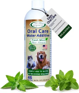 Oral Care Water Additive for Cats & Dogs  Gentle Dental Support  Reduces Breath Odors, Promotes Gum Health  No Brushing  Convenient for Daily Use, Fresh Mint Flavor, 16 FL oz