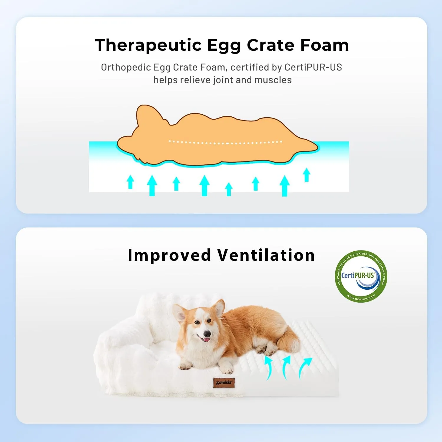 Orthopedic Cat Couch Bed for Indoor Cats, Cute Small Dog Sofa with Supportive Egg Foam, Fluffy Faux Fur Removable Washable Cover and Non-Slip Bottom, Sage Green