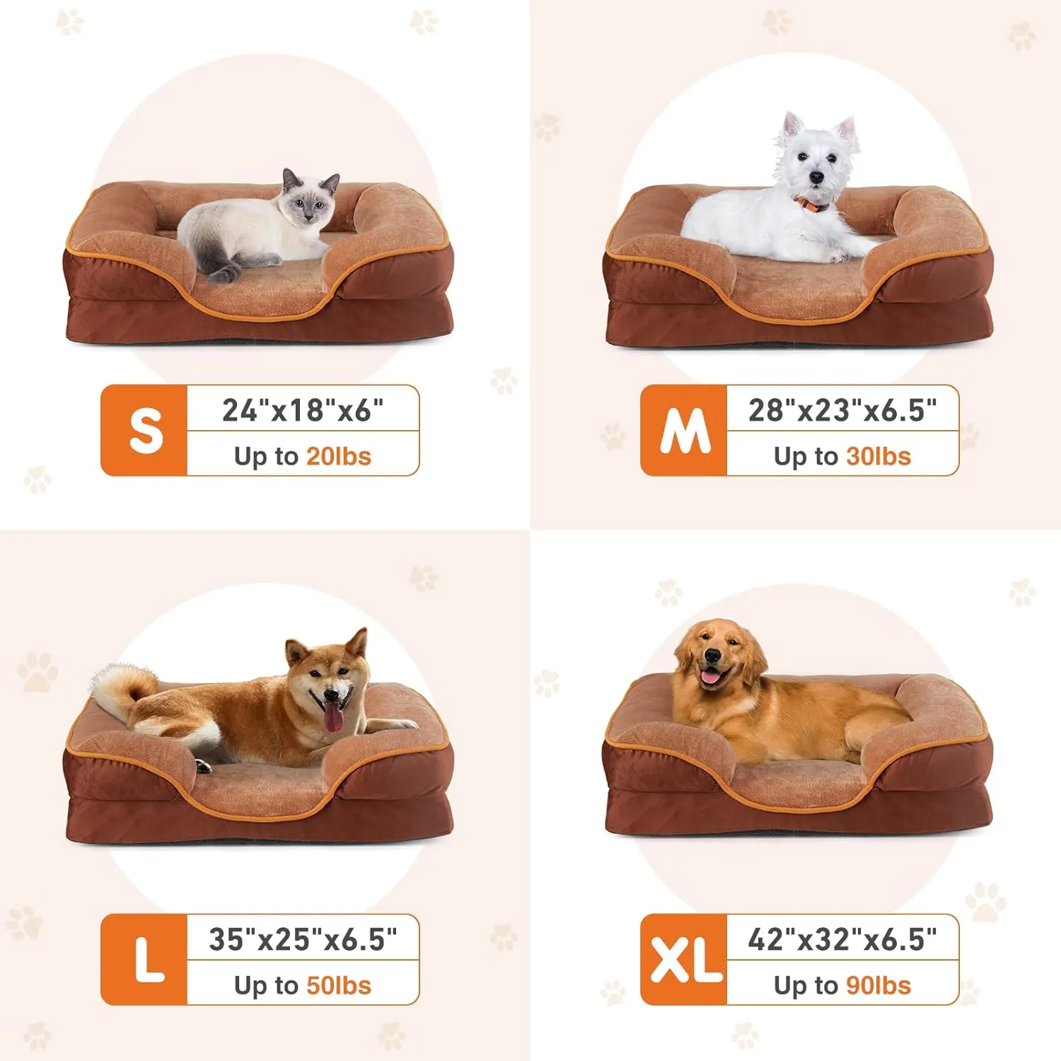 Orthopedic Dog Bed for Medium Dogs, Waterproof Memory Foam Pet Beds with Sides, Washable Removable Cover, Non-Slip Base, Egg Crate Foam Couch for Improved Sleep, 28" L x 23" W x 6.5" Th
