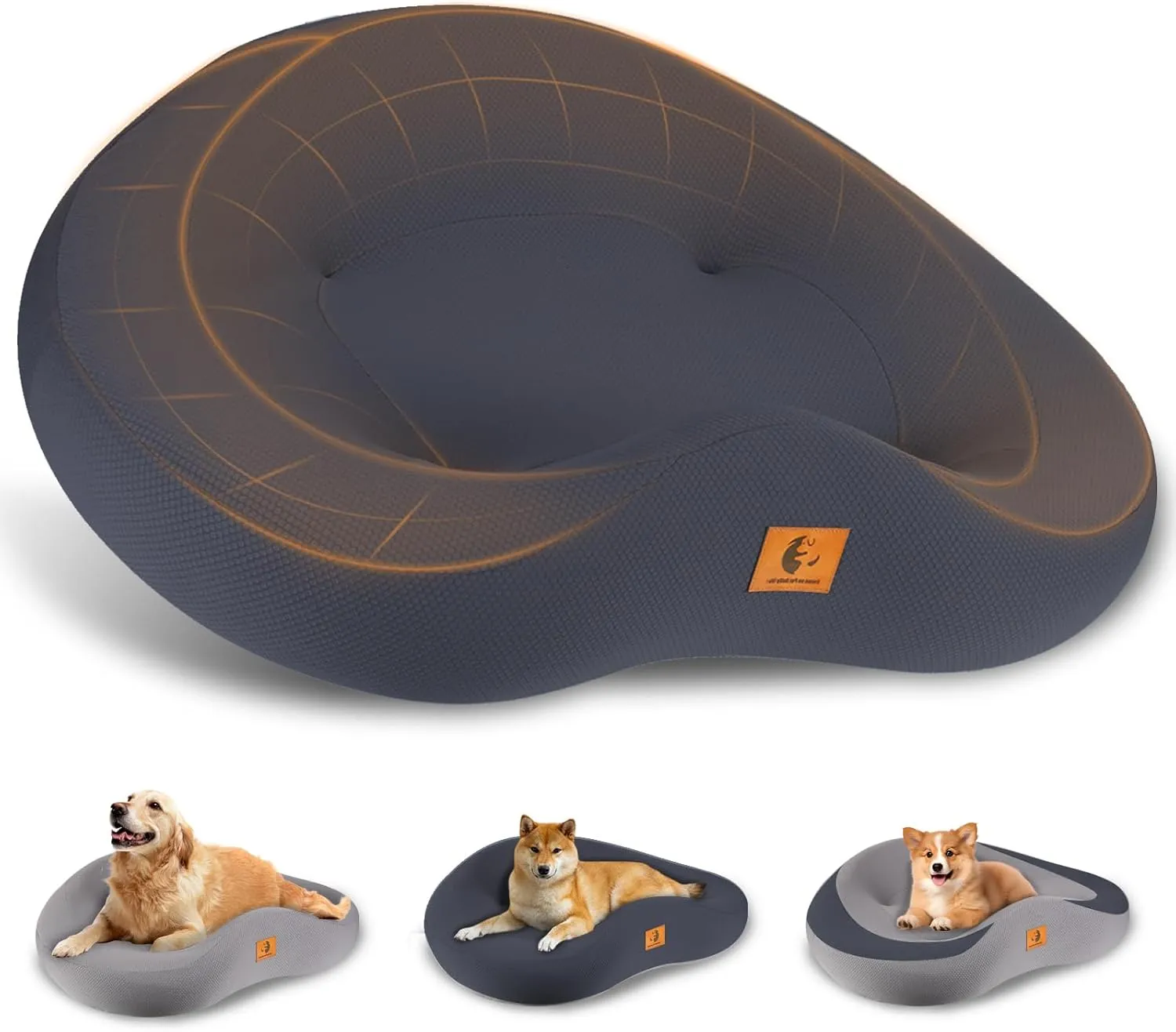 Orthopedic Dog Beds for Large/Medium Dogs, 9'' Thick Pure Memory Foam Dog Bed with Removable Washable Cover, Waterproof Couch Pet Bed, 60D High Density, Chewproof, Easy Clean, Dark Grey