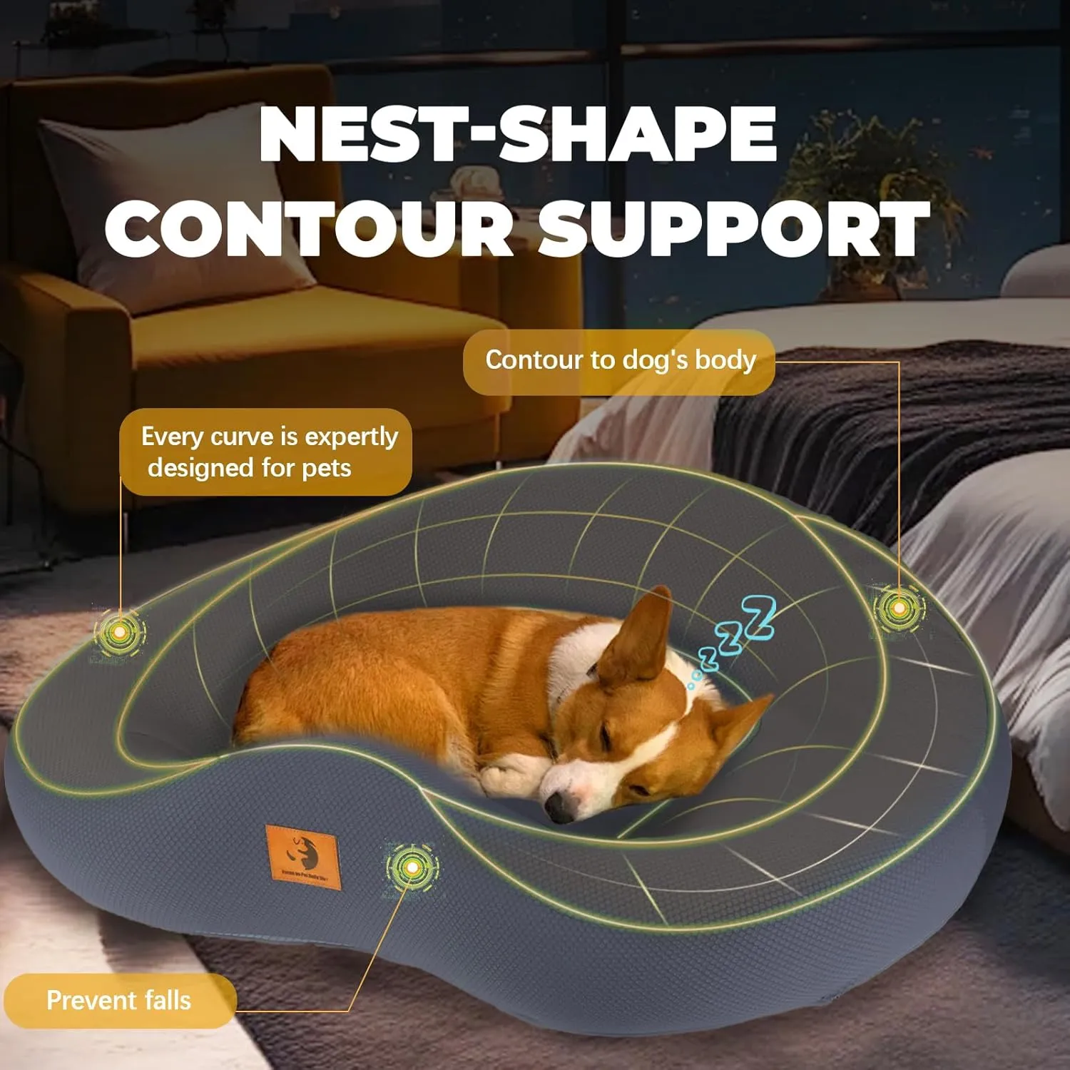 Orthopedic Dog Beds for Large/Medium Dogs, 9'' Thick Pure Memory Foam Dog Bed with Removable Washable Cover, Waterproof Couch Pet Bed, 60D High Density, Chewproof, Easy Clean, Dark Grey