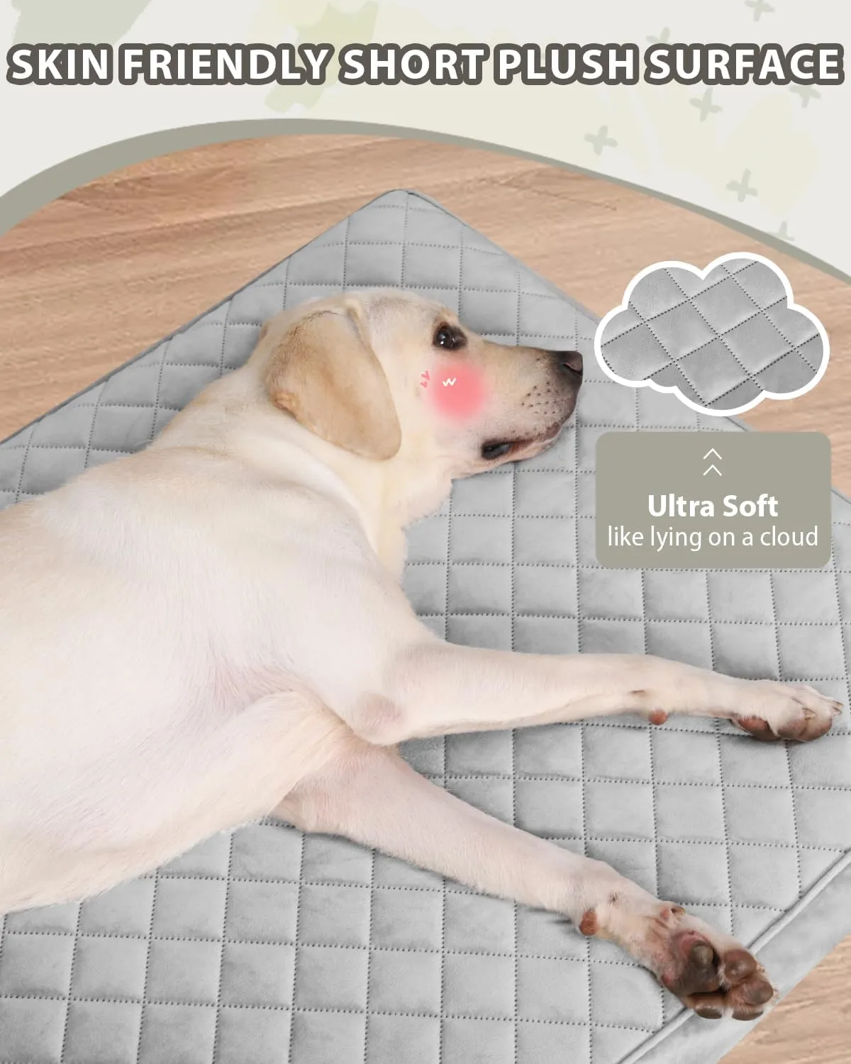 Orthopedic XL Dog Beds Large Sized Dog Waterproof Bed with Removable Washable Cover and Non-Slip Bottom, Quilting Pet Mattress for Crate, 41x27 Inch, Light Gray