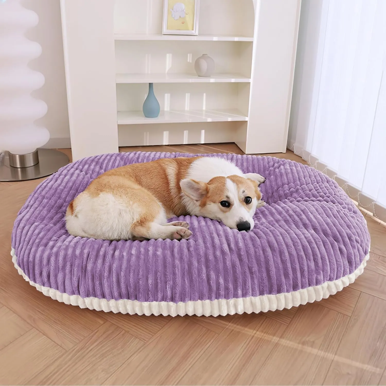 Patas Lague Reversible Orthopedic Dog Bed for Small Dogs 24''x18'', Memory Foam Supportive Therapy Fillings Deep Sleep Pet Beds with Removable Cover Soft Warm Washable Cat Cuddler Purple