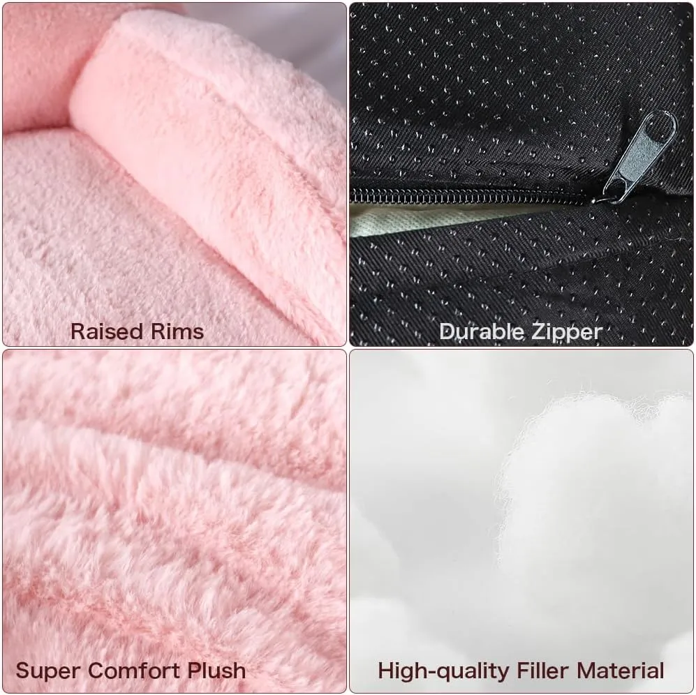 Pawstrip Soft Pink Cat Couch Dog Bed Washable Pet Sofa Fluffy Kitten Sleeping Cushion Cute Cat Couches for Indoor Cats Self Warming Princess Puppy Bed for Small Dogs